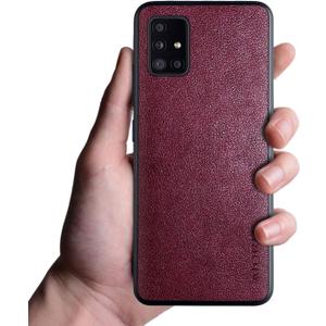 for Samsung Galaxy A51 5G Case (Not Fit A51 4G), 6.5 inch Premium PU Leather Phone Cover Retro Design Full Protective case for Samsung Galaxy A51 5g (Dark Red)