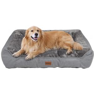 Orthopedic Dog Bed for Extra Large Dogs - Extra Thick Supportive Dog Couch Bed, Pet Beds Sofa with Waterproof Washable Cover & Non-Slip Bottom, Grey, 42x30 Inch