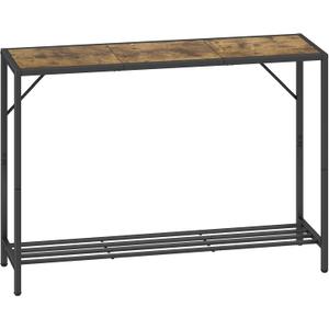LAATOOREE Console Table, 41.7" Industrial Entryway Table with Shelf, Narrow Sofa Table for Hallway, Entrance Hall, Foyer, Corridor, Living Room - Wood Look Metal Frame - Rustic Brown
