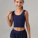 Girls Tank Tops Double Lined Ribbed Knit Crop Tops 2 Pack Basic Sleeveless Athletic Round Neck Dance Top (S)