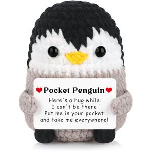 JoycuFF Penguin Gifts for Women, Handmade Positive Penguin Emotional Support Crochet, Birthday Gifts for Women Her Coworker Teacher Bestie