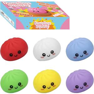 Dumplings Squishy Mystery Mini Dumplings Squishy Stress Balls Fidget Sensory Toy Soft Squeeze Decompression Dough (colorful-6pcs-A)