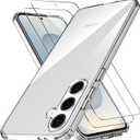 Designed for Samsung Galaxy S25 +/PlusAnti Yellowing TPU&PC Clear Phone Case & 2 Pack Tempered Glass Screen Protector.9H Hardness Support Fingerprint Unlocking