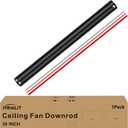 36 inch Ceiling Fan Downrod with Extension Cord, 3 FT Black Downrod for Ceiling Fan, 1" Diameter, Universal Down Rods Fits 42/52/60 inch Ceiling Fans-Not Threaded