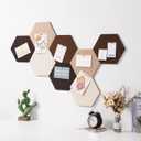 LAJAR 8 Pcs Self Adhesive Felt Bulletin Board Tiles (Large), Hexagon Color Felt Pin Board Wall Tiles for Photos, Pictures, Memos (Camel Large)