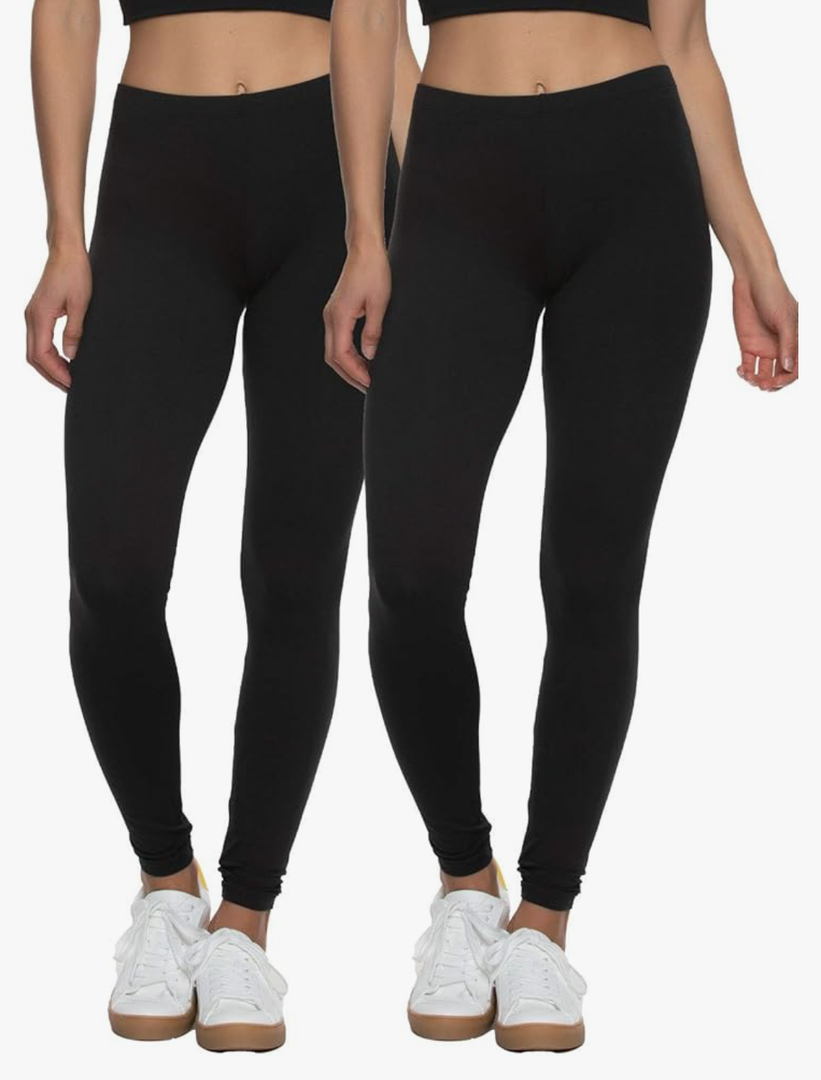 Felina Velvety Super Soft Lightweight Leggings 2-Pack - for Women - Yoga Pants, Workout Clothes, Size L