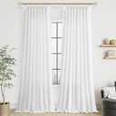 Soft White Pinch Pleat Linen Curtains 102 Inch Length 2 Panels Set for Bedroom Dining Room Semi Sheer Linen Boho Farmhouse Neutral Window Curtains 102 Inches Long for Living Room Nursery 50x102
