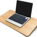 Engineered Lap Desk with Soft Cushion (Large-Wood Pattern) + SenseAGE 3-in-1 Travel Mouse Pad My Jeans (Dark Blue)