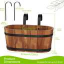 2PACK Wooden Cute Hanging Flower Pots for Railing Fence Outdoor Planter Railing Planter Boxes for Plants Wall Planters Window Flower Box Hanging Bucket Pots Countryside plant Holder (Brown,2pcs,Large)