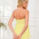 Ythomm Womens’s Ruffle Hem Bandeau Tube Tops Casual Sleeveless Strapless Peplum Flowy Blouse Shirts Summer Going Out Tanks (Yellow, L)