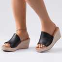 Luoika Women's Wide Width Wedge Sandals - Platform Slip On Summer Slides