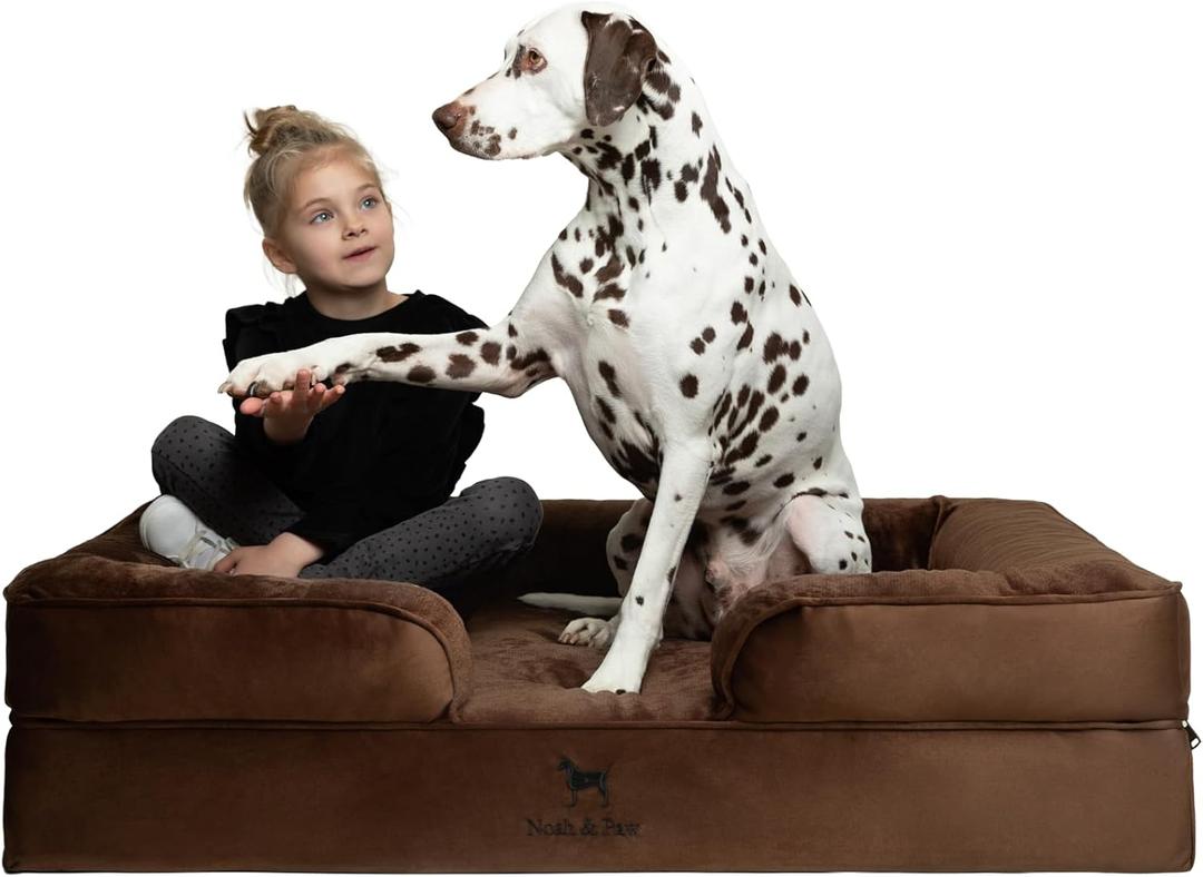 NOAH & PAW XL Dog Bed, 45x35x11 Inch, Orthopedic Large Dog Beds, Eggshell Memory Foam Infused with Cooling Gel, Inner Cover, Waterproof, Machine Washable (Velvet Sofa Collection)