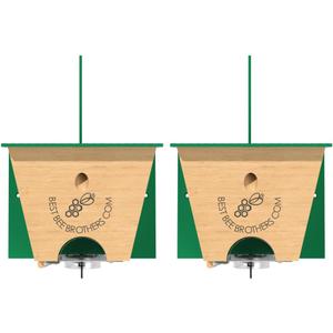 Best Bee Brothers Turbo Trap 2.0, Professional-Grade Carpenter Bee Trap for Outside with Bee Vault, Large Viewport & Spring-Loaded Door, 4.1 W x 4.8 H x 5.9 D (2 Pack)