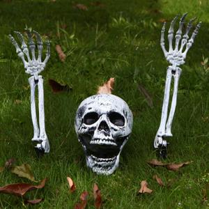 LOYIN Scary Halloween Decorations Outdoor Skeleton Arms and Hands Life Size Skeleton Stakes with Spider Web Set for Halloween Yard Decorations Skeleton Outdoor Halloween Decor