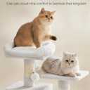 Feandrea Cat Tree, 59.5-Inch Tall Cat Tower, Plush Multi-Level Condo with 5 Scratching Posts, 2 Perches, 2 Caves, Hammock, 2 Pompoms, Cream White UPCT192T01