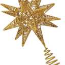 Gold Iron Star Christmas Tree Topper Decorative Ornament for Indoor Holiday Decor Festive Xmas Star Shape Decoration for Home Office Shop and Party Photography Prop