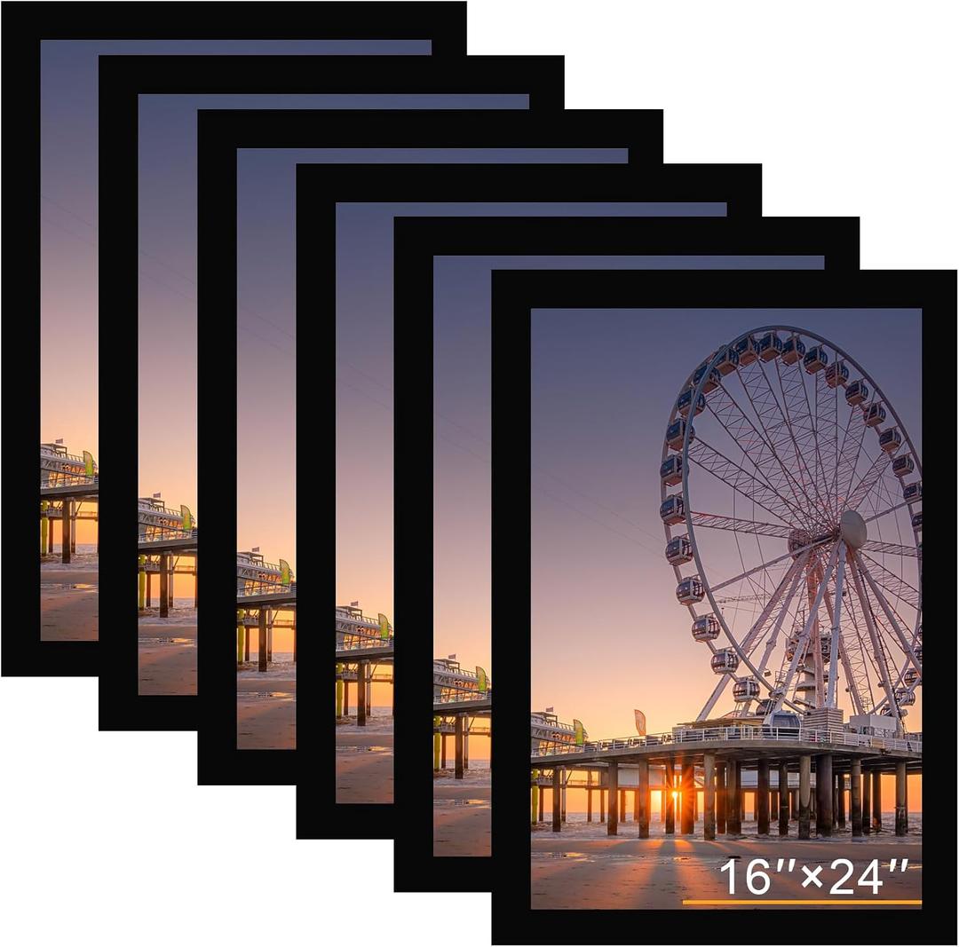 BESCRCL 16x24 Picture Frame Black Set of 6 for Wall Mounting, Wall Gallery Poster Frames
