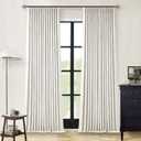 Natural Linen 100% Black Out Pinch Pleated Curtains 108 Inches Long 2 Panels Set for Bedroom Cream Back Tab Thermal Insulated Energy Efficient Blackout Curtains Living Room High Ceiling Length 9 Ft