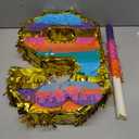 Rainbow Number 9 Pinata with a Blindfold and Bat for Boys Girls 9th Birthday Party, Kids Anniversary Celebration, Fiesta Supplies (16.1 x 10.6 x 3.2 Inches)