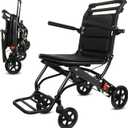Folding Transport Wheelchairs Lightweight for Adults and Seniors with Telescopic Handle Weight Only 15lbs, Portable Compact Travel Wheelchairs for Elderly