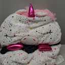 Happy Nappers Pillow & Sleepy Sack- Comfy, Cozy, Compact, Super Soft, Warm, All Season, Sleeping Bag with Pillow- Medium 54 x 20, Shimmer Unicorn