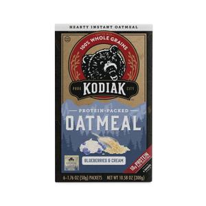 Kodiak Instant Oatmeal Packets, Blueberries & Cream, High Protein, 100% Whole Grains, 1 box with 6 Packets BB Date 05 JUN 2026 Kodiak Instant Oatmeal Packets, Blueberries & Cream, High Protein, 100% Whole Grains, 1 box with 6 Packets BB Date 05 JUN 2026
