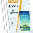 MaxGear Acrylic Sign Holder, Clear Sign Holders Plastic Display Stand 8.5 x 11 Inches Slant Back Countertop Display Picture Frames for Menus, Flyer, Use In Office, Store, 3 Pack