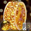 KNONEW 400FT Outdoor Christmas Fairy Lights Plug in,1200 LED String Lights Outdoor Waterproof 8 Modes Memory Times for Wedding Bedroom Walls Garden Trees Decoration, Warm White, 400FT 1200 LED Copper-colored wire
