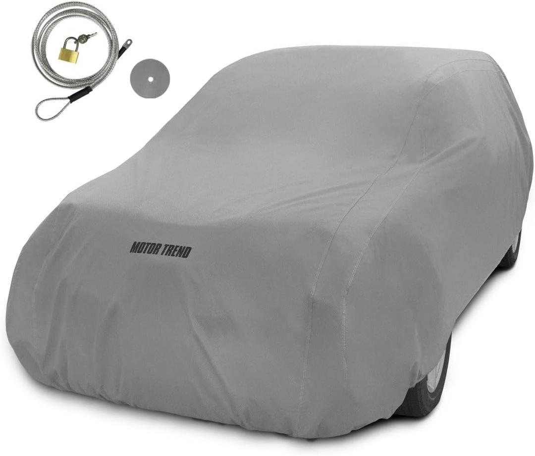 Motor Trend 4-Layer 4-Season Auto (Waterproof Outdoor UV Protection for Heavy Duty Use Full Car Cover for Vans, Suvs, Crossovers up to 210")