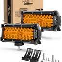 NAOEVO 7 Inch Amber LED Light Bar, 240W 24,000LM Offroad Fog/Driving Lights with Spot Flood Combo, LED Pods for Truck Boat UTV ATV, 2 Pack (Amber)