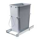 Single Pull-Out Trash Can, 35QT Under-Cabinet Kitchen Bin, Metal Frame, Grey, Fits Above 14 Opening Cabinets