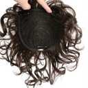 Women Short Human Hair Topper Clip in Top Hairpiece Curly Weave Closure Natural Replacement Hair Piece Wiglet Hairpiece for Thinning Hair 13x14cm Dark Brown 10"