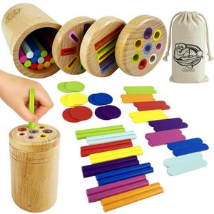 OAR Montessori Toys for Toddlers 1-3  3 in 1 Wooden Fine Motor Skills Toy Set | Color Sorting, Coin Drop, Sensory Learning | Educational Beech Wood Toys for Boys and Girls