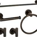 Oil Rubbed Bronze Bathroom Hardware Accessories Set 5 Piece, Stainless Steel Towel Bar Set 24 Inch,Toilet Paper Holder,Towel Ring Holder,Towel Rack Set,Brushed Bronze Bathroom Accessories Kit