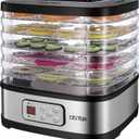 OSTBA Food Dehydrator Machine Adjustable Temperature & 72H Timer, 5-Tray Dehydrators for Food and Jerky, Fruit, Dog Treats, Herbs, Snacks, LED Display, 240W Electric Food Dryer, Recipe Book (5 BPA-Free Trays)