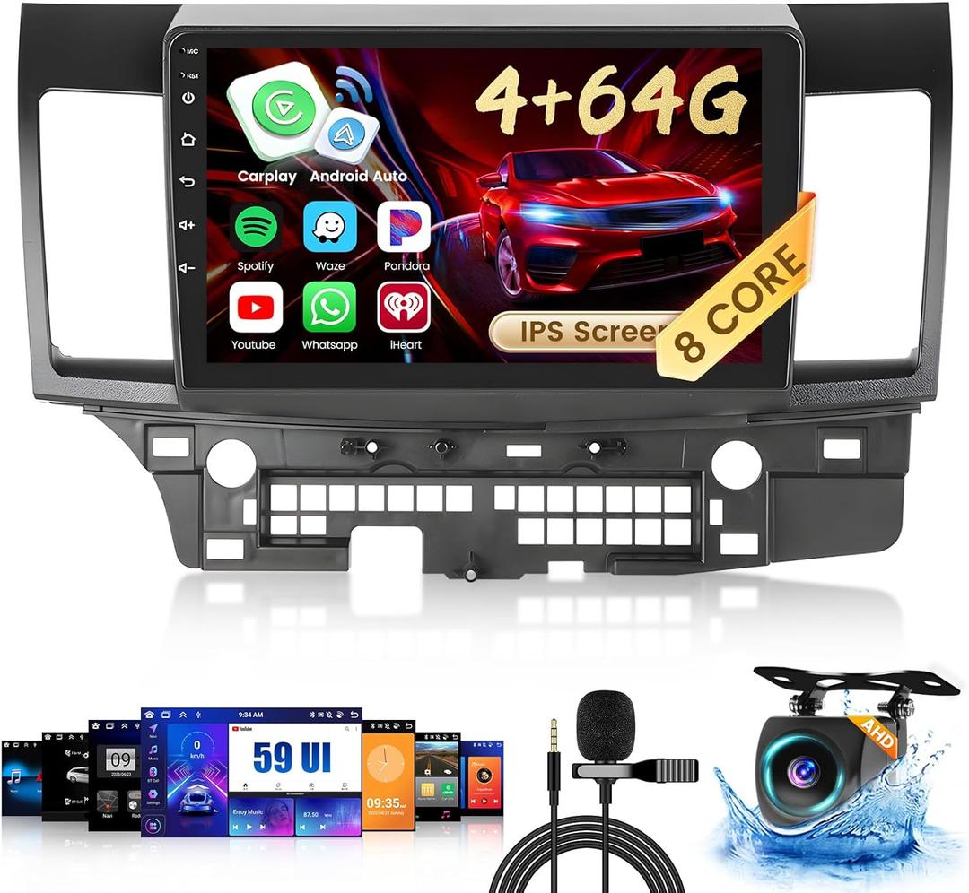 4+64G Radio for Mitsubishi Lancer 2007-2012 Android 15 Car Stereo Upgrade 8 Core 10.1'' Touch Screen CarPlay Android Auto, AHD Backup Camera, GPS Navigation