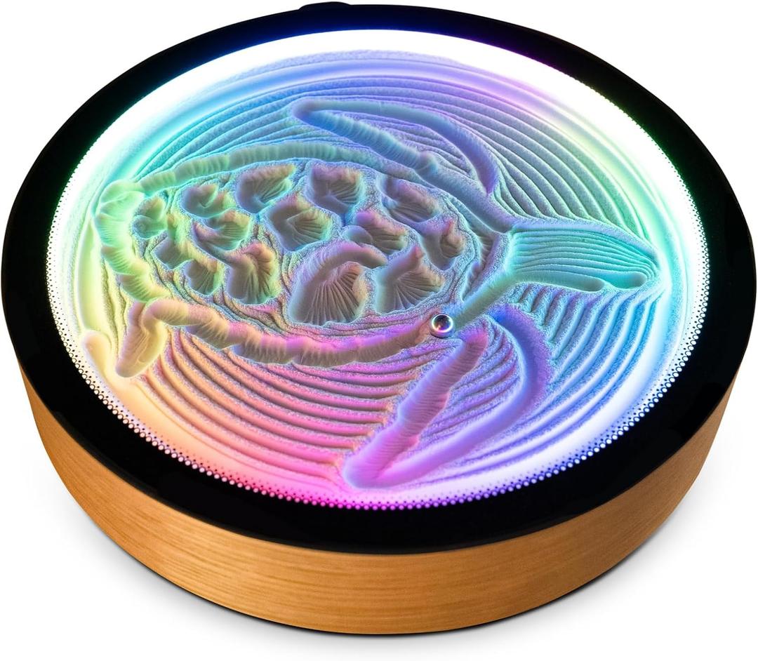 Grounded Labs Oasis Mini Sand Art, Real Bamboo, Zen Stress Relief, iOS and Android Compatible, with Smart LED Lighting