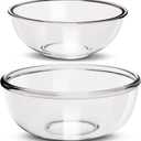 Large Borosilicate Glass Mixing Bowls, Set of 2 (6.4QT, 3.7QT) - Heavy-Duty, Stackable & Lead-Free. Oven, Microwave, Dishwasher & Freezer Safe. Ideal for Sourdough, Baking, Prepping, Serving.