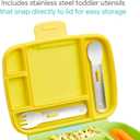Munchkin Lunch Bento Box for Kids and Toddlers, Includes Stainless Steel Utensils, BPA-Free, 18 Months and Up, Blue/Green/Yellow