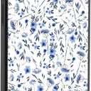 Cute Floral Phone Case for iPhone 15 Plus, Aesthetic Blue Flower Cover for Teen Girls Women Kids