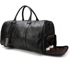 Genuine Leather Travel Duffel Bags for Men and Women Leather Overnight Weekend Bags Sports Gym Duffle, 9423 Black