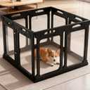 Acrylic Dog Playpen Indoor, Expandable Size & Flexible Shape, Height 30 Inch, Ideal for Small & Toy Dogs, Black