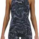 TYR Women's Thresher Hyperblitz Open Back Swimsuit Competitive Racing One Piece Swimwear (Black) Size 34