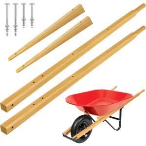 Wood Replacement Wheelbarrow Handles Kit with 304 Stainless Nuts and Bolts, Includes 2 Wedges Tough Seal Coat and Pre-Drilled Holes for Easy Installation