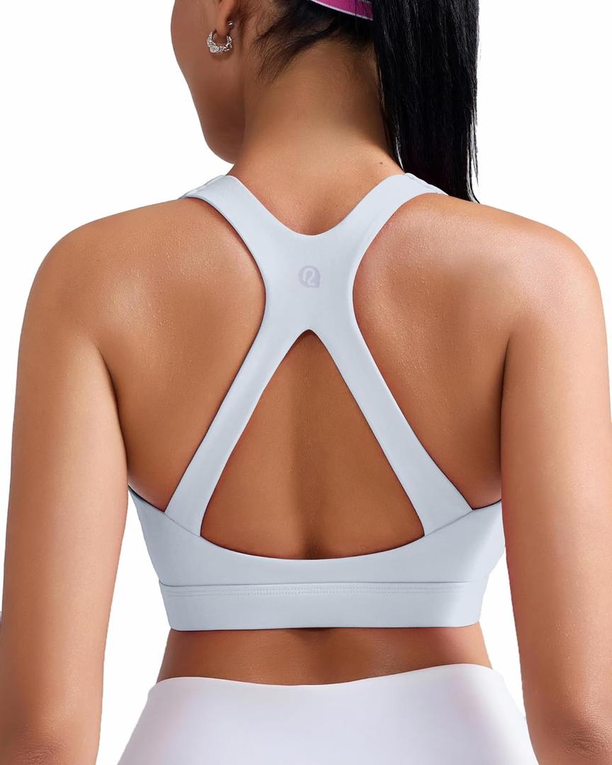 RUNNING GIRL Sports Bras for Women, Medium Support Molded Cup Womens Sports Bras with Sewn in Pads Racerback Workout Yoga Bra(3113 Silver Grey XL) (Gray, XL)