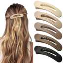 5 Pcs Flat Hair Clips, Medium Lay Flat Claw Clips for Women Girls,Strong Hold Non-slip Matte Hair Claws for Thick Thin Hair(Classic) (Black+Dark Brown+Brown+Beige+White)