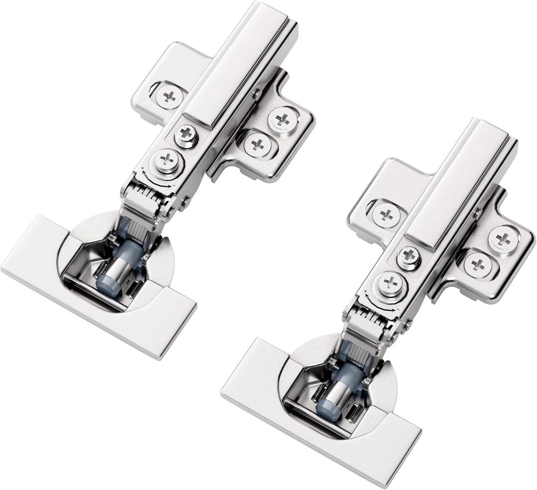 4 Pack Professional Grade Frameless Full Overlay Soft Close Cabinet Hinges, Speed Adjustable 4D Adjustment European Hinges, Concealed Kitchen Cabinet Hinges for Frameless Cabinets - Clip on