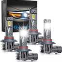 9005 9006 Bulbs Combo, 800% Brighter High Low Beam Bulbs, Real 1:1 Mini Size with Cooling Fan, Pack of 2