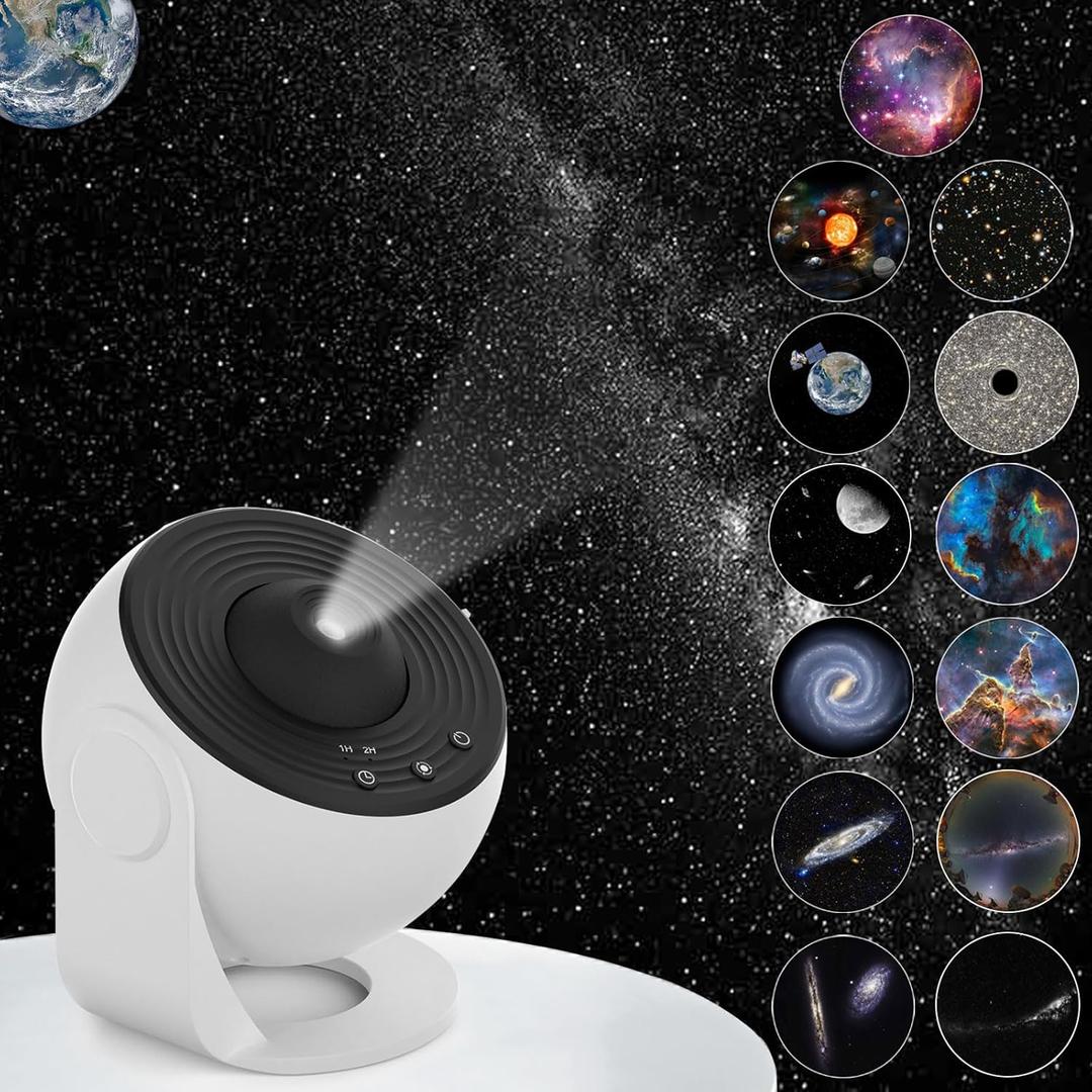 Galaxy Projector, 13 in 1 Planetarium Star Projector Realistic Starry Sky Night Light with Solar System Constellation Moon for Kids Adults Bedroom Ceiling Home Theater Living Room Decor (White)