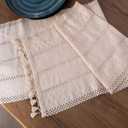 Cream Table Runner Macrame Style 100% Cotton Turkish Runner for Dining Table, 60 Inches Long Handmade Rustic Cream Runner for Round Table, Modern Farmhouse Dresser Runners for Bedroom